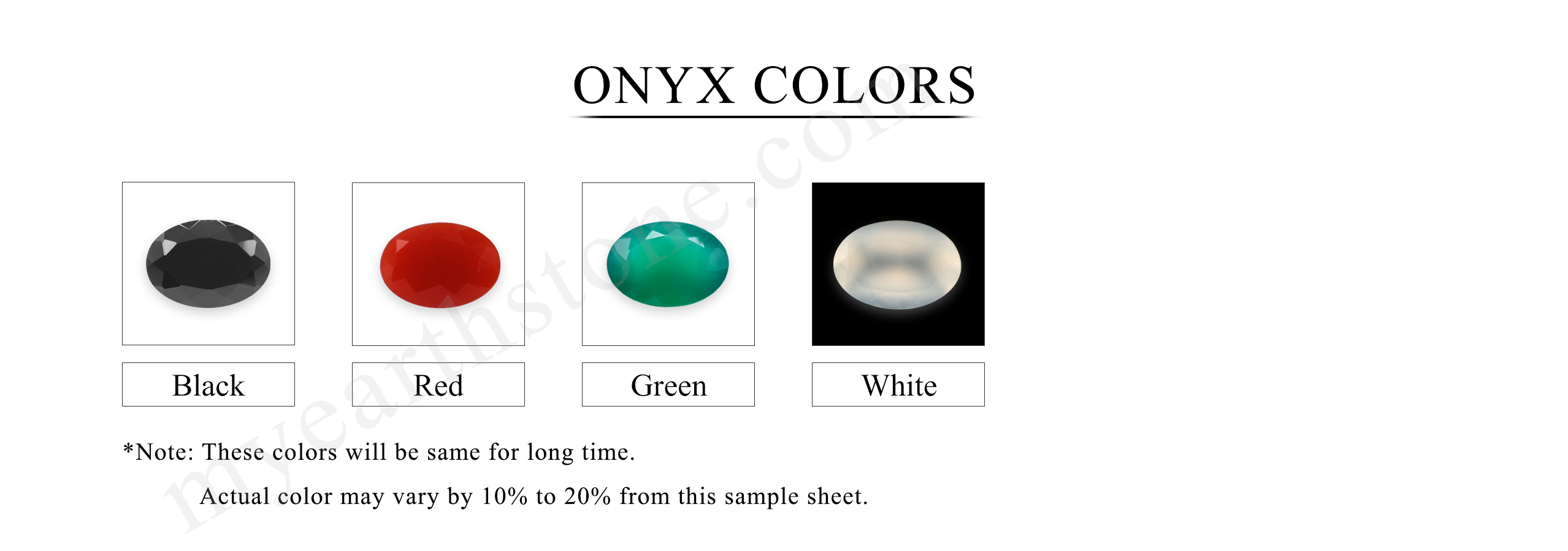 Onyx Color Chart | My Earth Stone